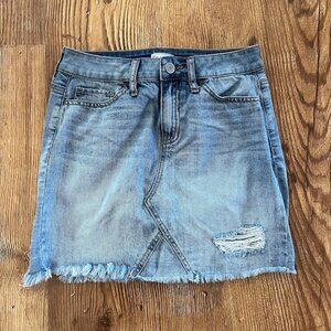 SO Distressed Cutoff Frayed Hem Denim Skirt, Size 3